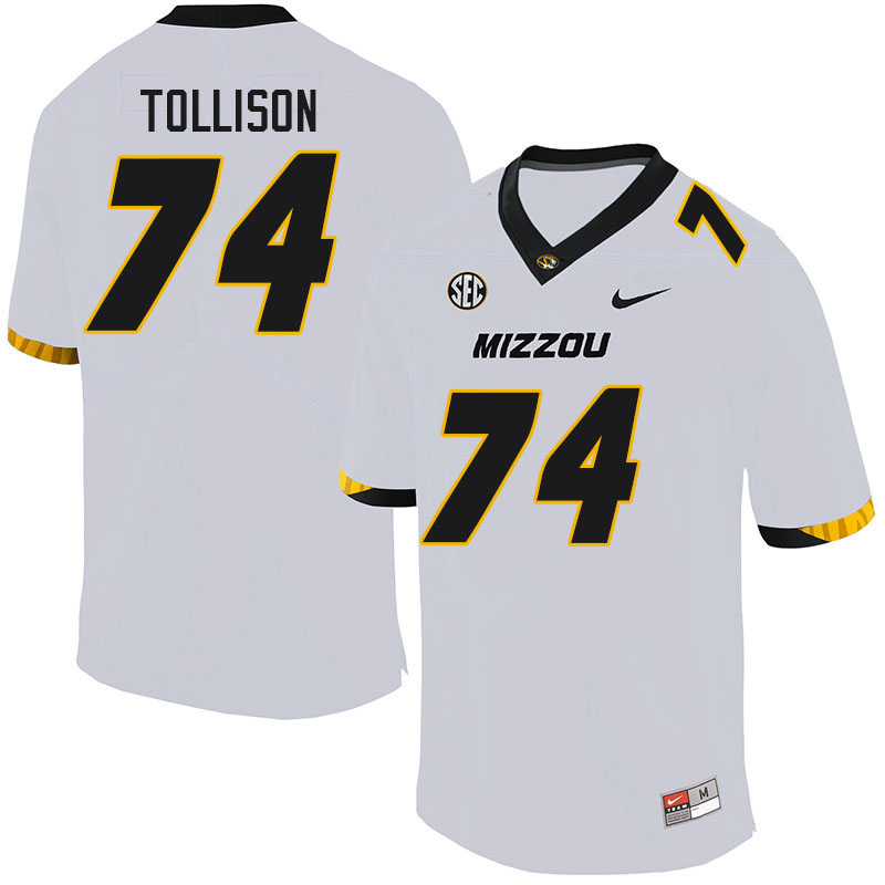 Men #74 Connor Tollison Missouri Tigers College Football Jerseys Sale-White - Click Image to Close